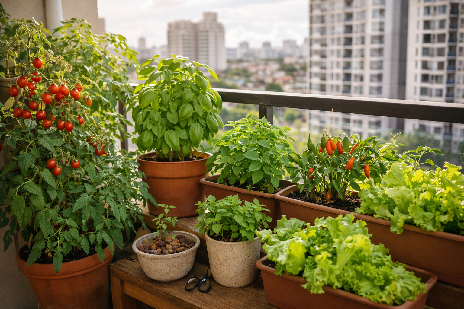 Vườn rau sạch trên ban công